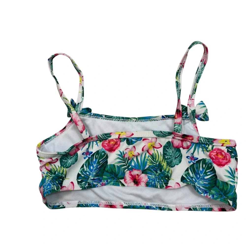 Girls Floral Bow Detail Two‎ Piece Swim Suit Bikini Size 7-8